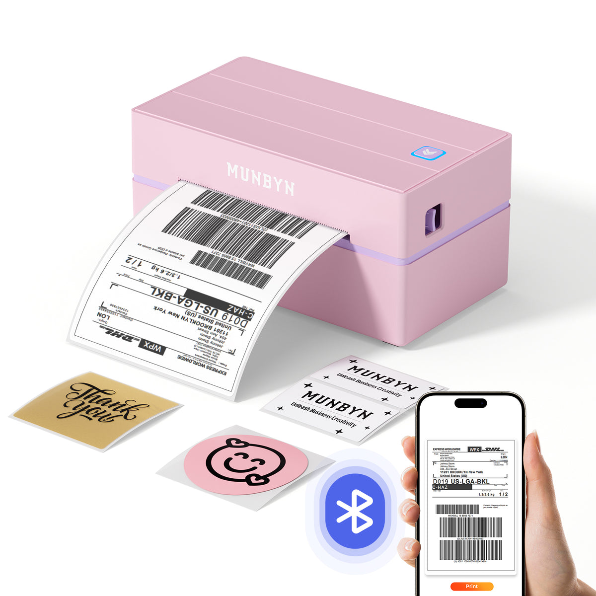 MUNBYN 130B Bluetooth Etikettendrucker Thermodrucker