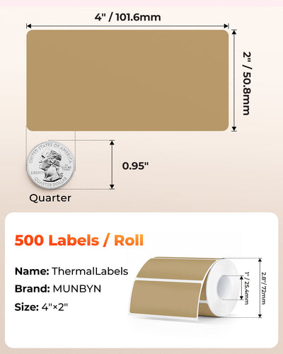 MUNBYN RealWriter 403B Bluetooth Drucker & 4x2 Etiketten Handgemacht Produkt Starter Set