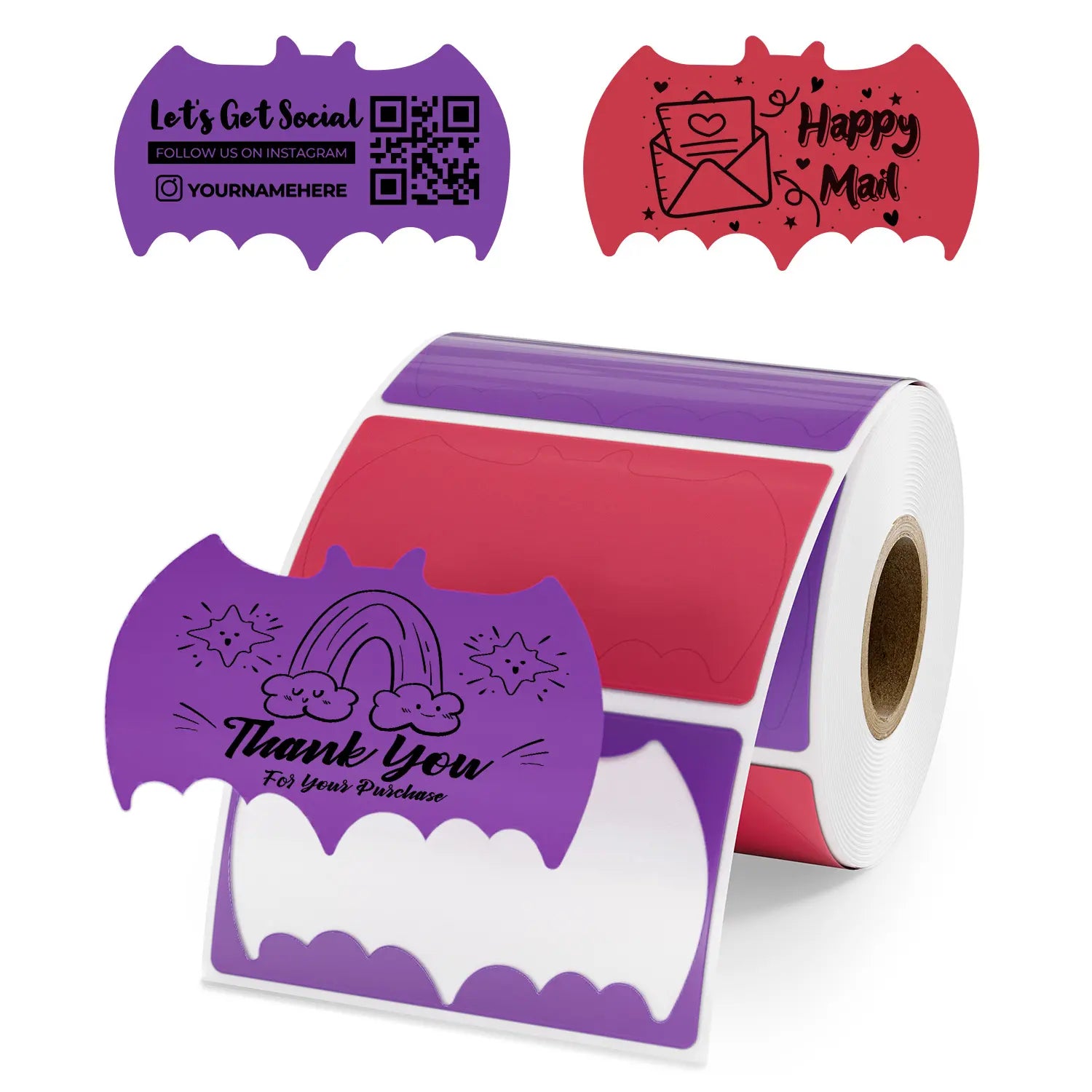 64x38mm(2,5x1,5 Zoll)Halloween-Serie Fledermaus-Kreativetiketten 500 Stück