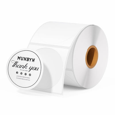 MUNBYN RealWriter 403B Bluetooth Printer & Round Labels Clothing Packaging Starter Set