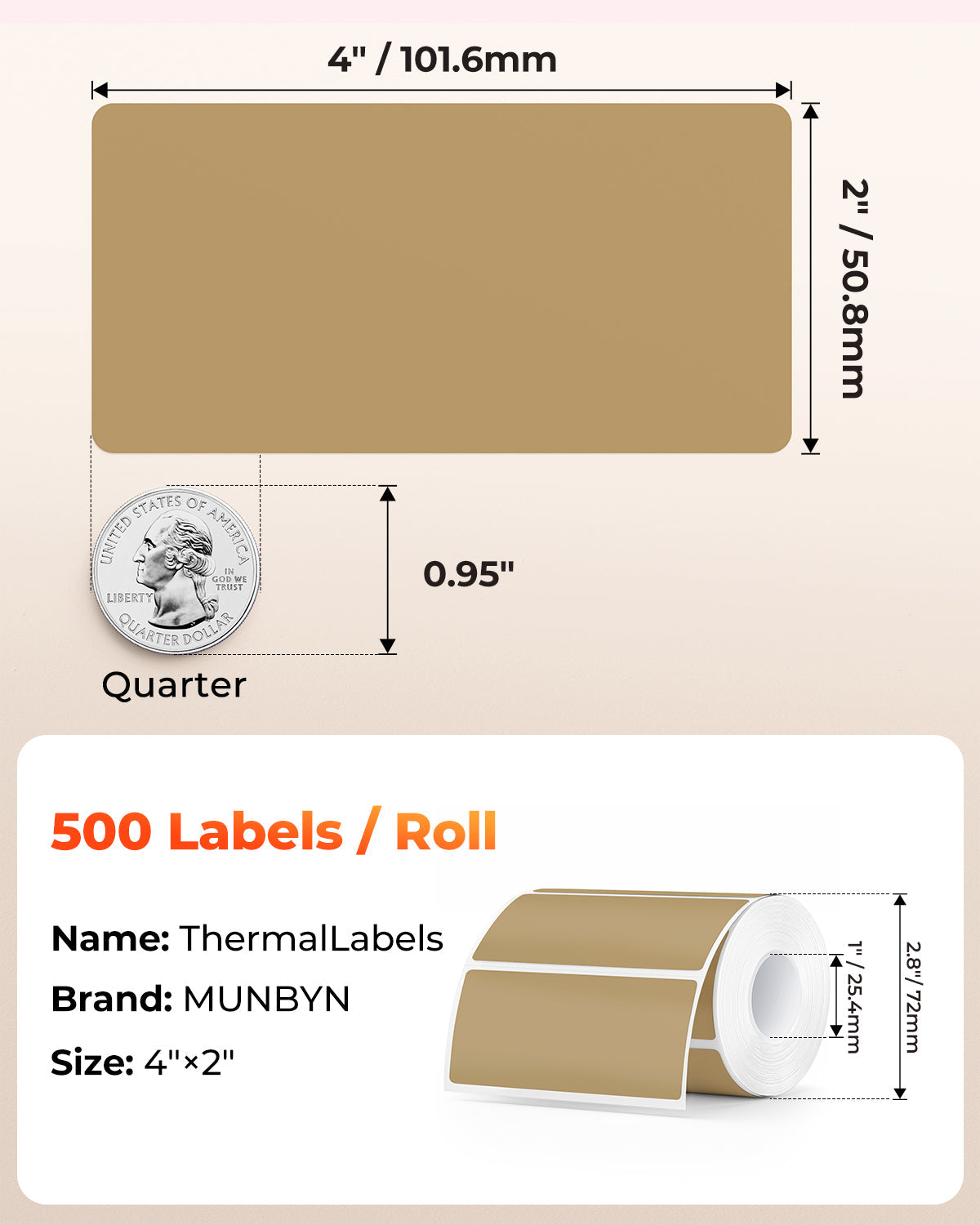 MUNBYN 130B Bluetooth Printer & 4x2 Rectangular Labels Handmade Product Branding Set