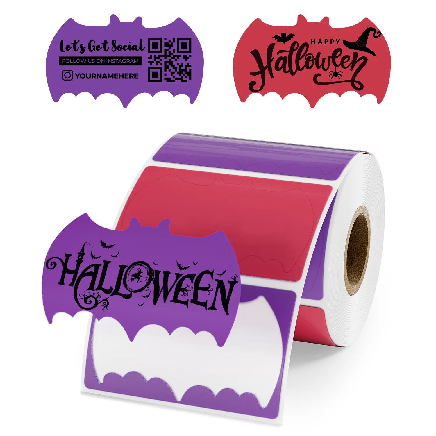 2,5x1,5 Zoll Halloween-Serie Fledermaus-Kreativetiketten 500 Stück