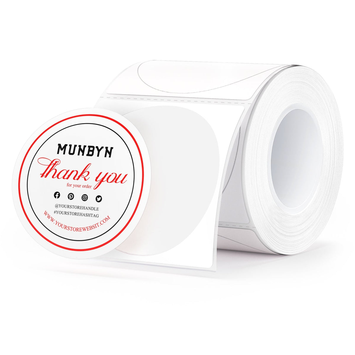 MUNBYN 50mmx50mm Runde Thermo-Etiketten, 2-Farben-Druck, 150/1 Rolle