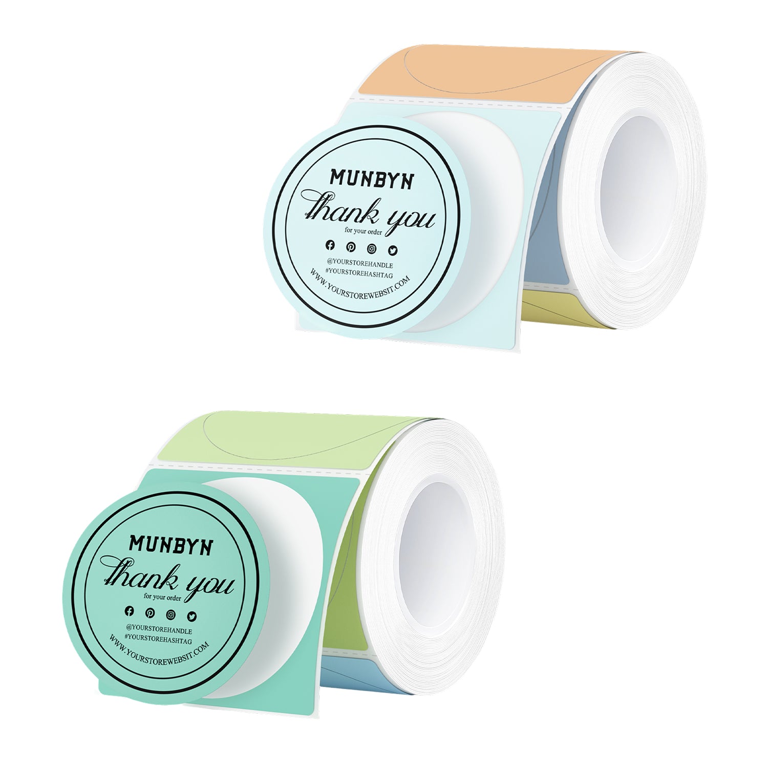 MUNBYN 2" Macaron Runde Thermoetiketten Mischpackung für Produkt- und Verpackungsaufkleber