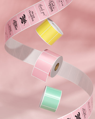 MUNBYN RealWriter 130B Bluetooth Drucker & Rechteck Rosa Etiketten Beauty Verpackung Basis Set