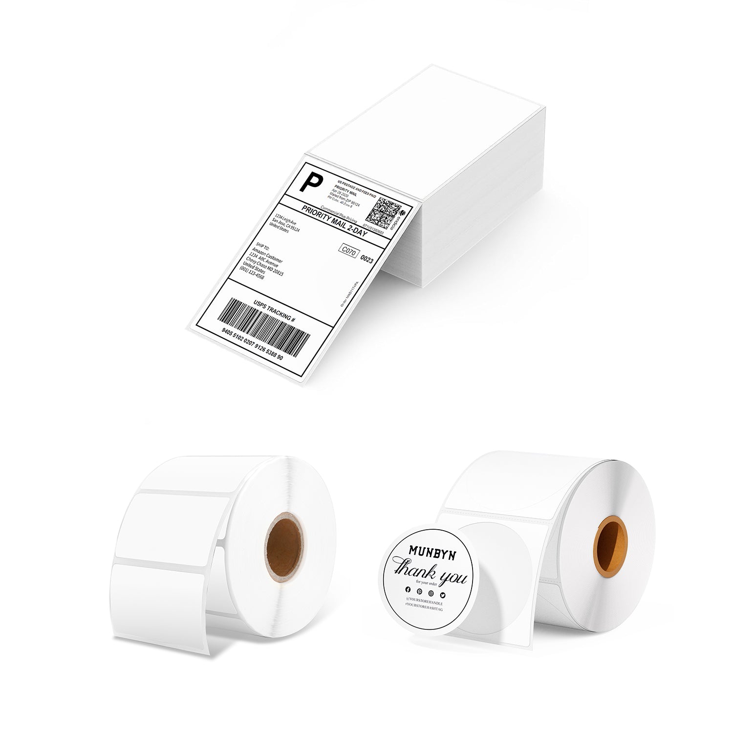MUNBYN Supplement Verpackungs  Etiketten-Kit für Individuelle Verpackung