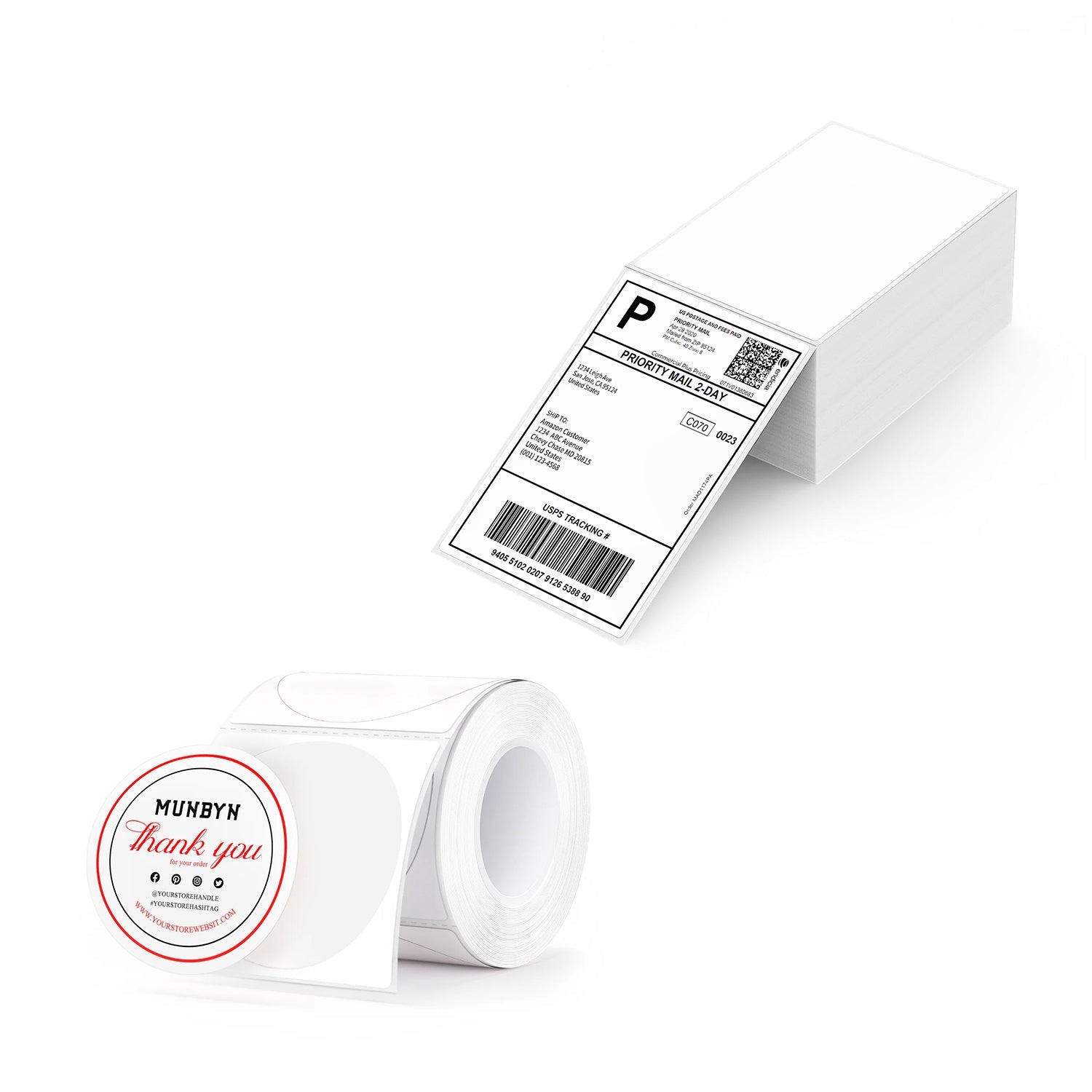 MUNBYN Supplement Branding Etiketten-Kit für Individuelle Verpackung