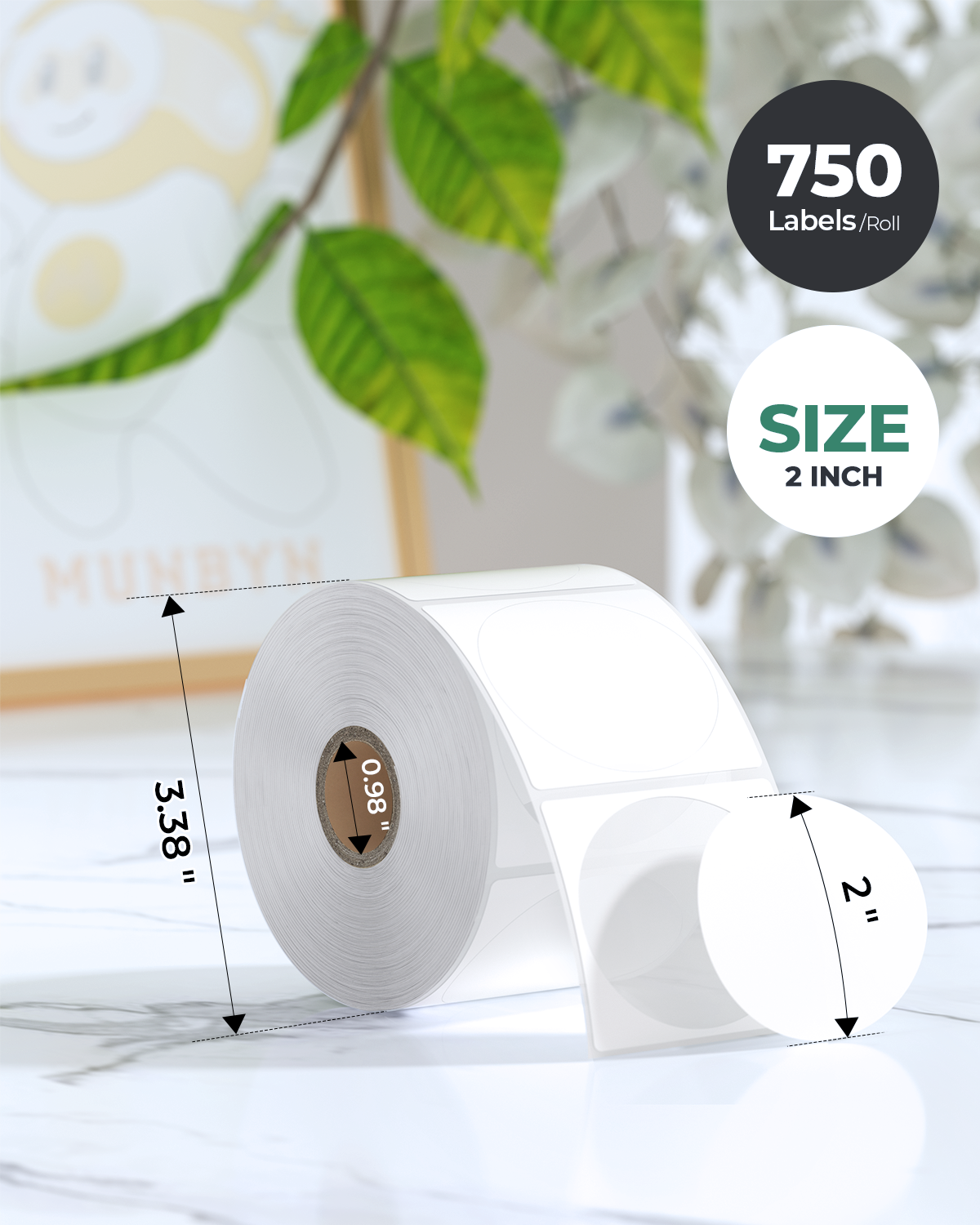 MUNBYN RealWriter 403B Bluetooth Printer & Round Labels Clothing Packaging Starter Set