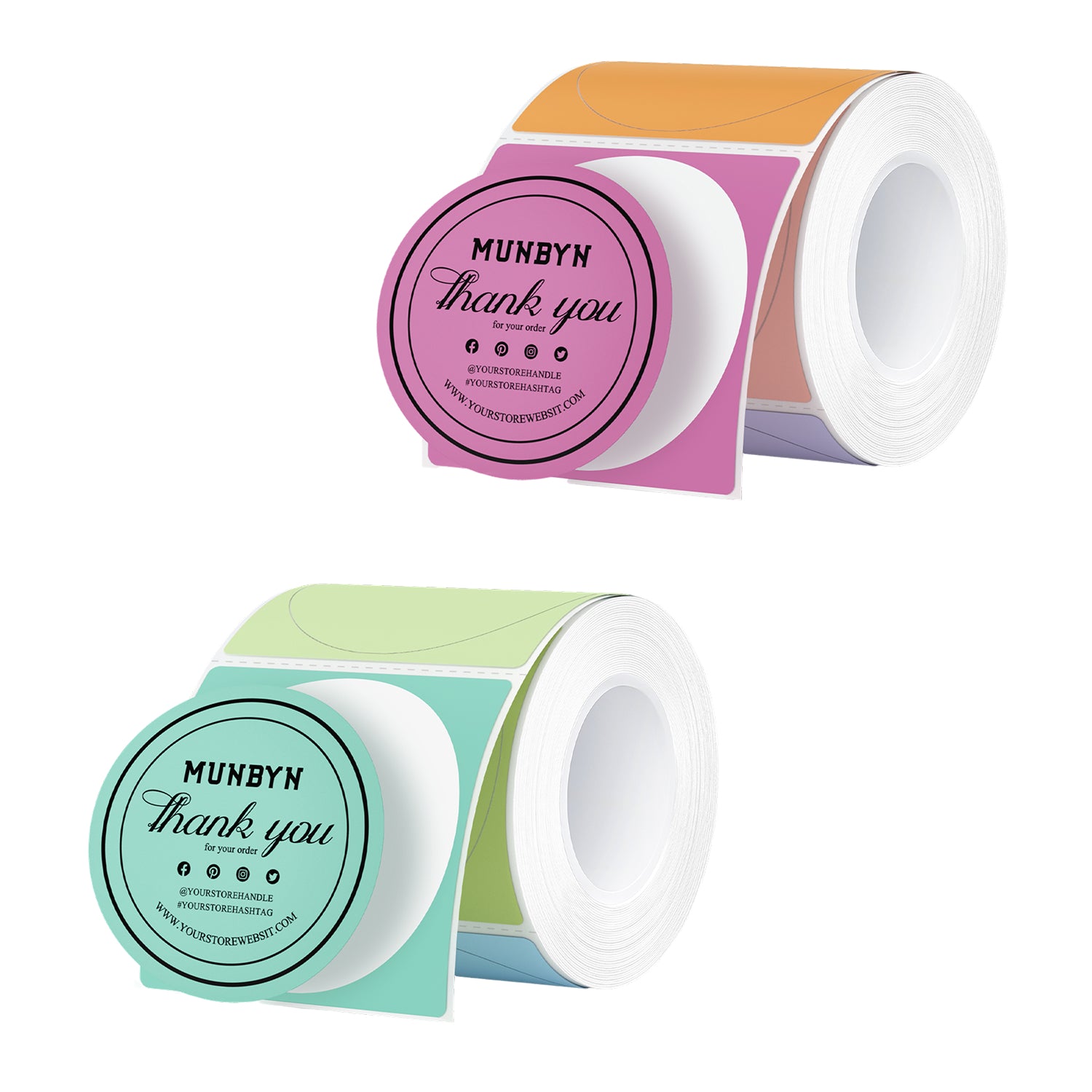 MUNBYN 2" Macaron Runde Thermoetiketten Mischpackung für Produkt- und Verpackungsaufkleber