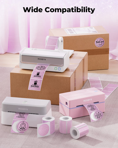 MUNBYN 2" Glitter Thermal Labels for Branding Stickers