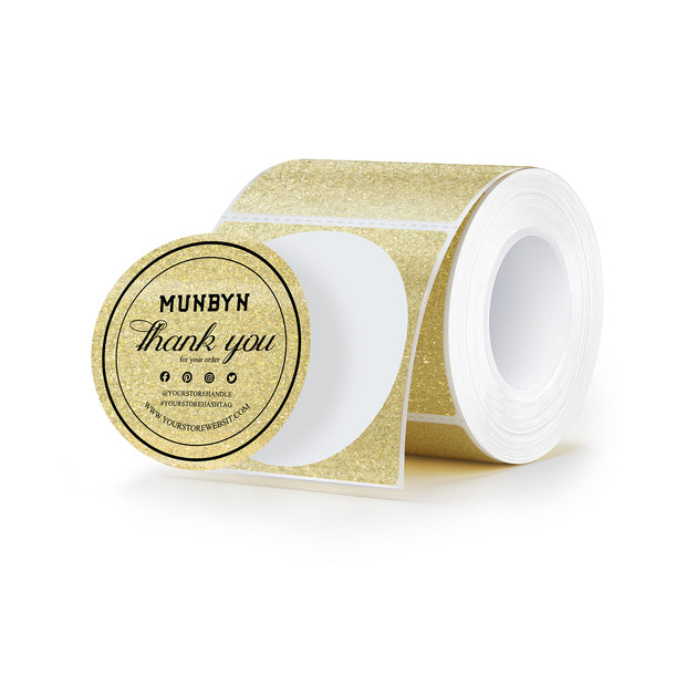 MUNBYN 2" Glitter Thermal Labels for Branding Stickers