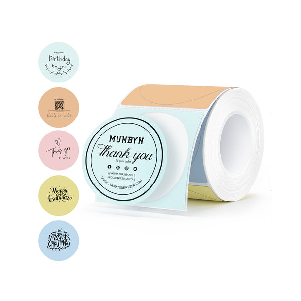 MUNBYN 2" Macaron Runde Thermoetiketten für Produkt- und Verpackungsaufkleber