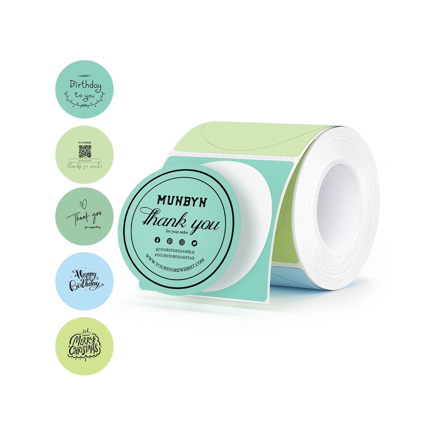 MUNBYN 2" Macaron Runde Thermoetiketten für Produkt- und Verpackungsaufkleber
