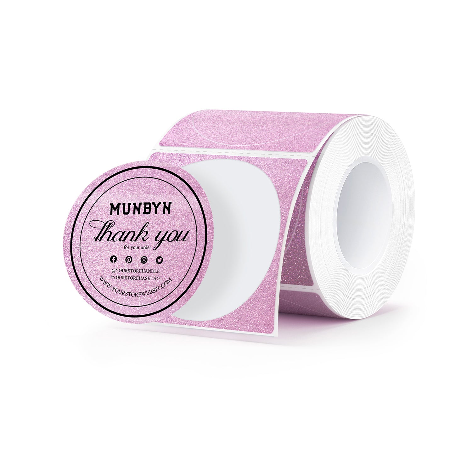 MUNBYN 2" Glitter Thermal Labels for Branding Stickers