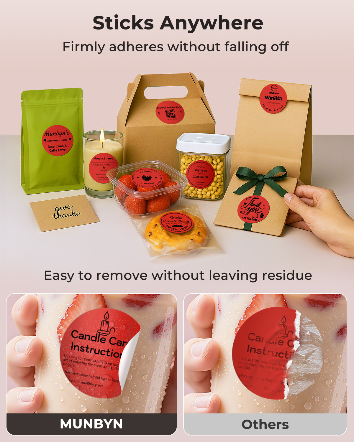 MUNBYN kit d'étiquettes de branding pour boulangerie et emballage personnalisé