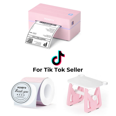 MUNBYN 130B Bluetooth Thermal Label Printer & Morandi Labels TikTok Packaging & Branding Classic Set