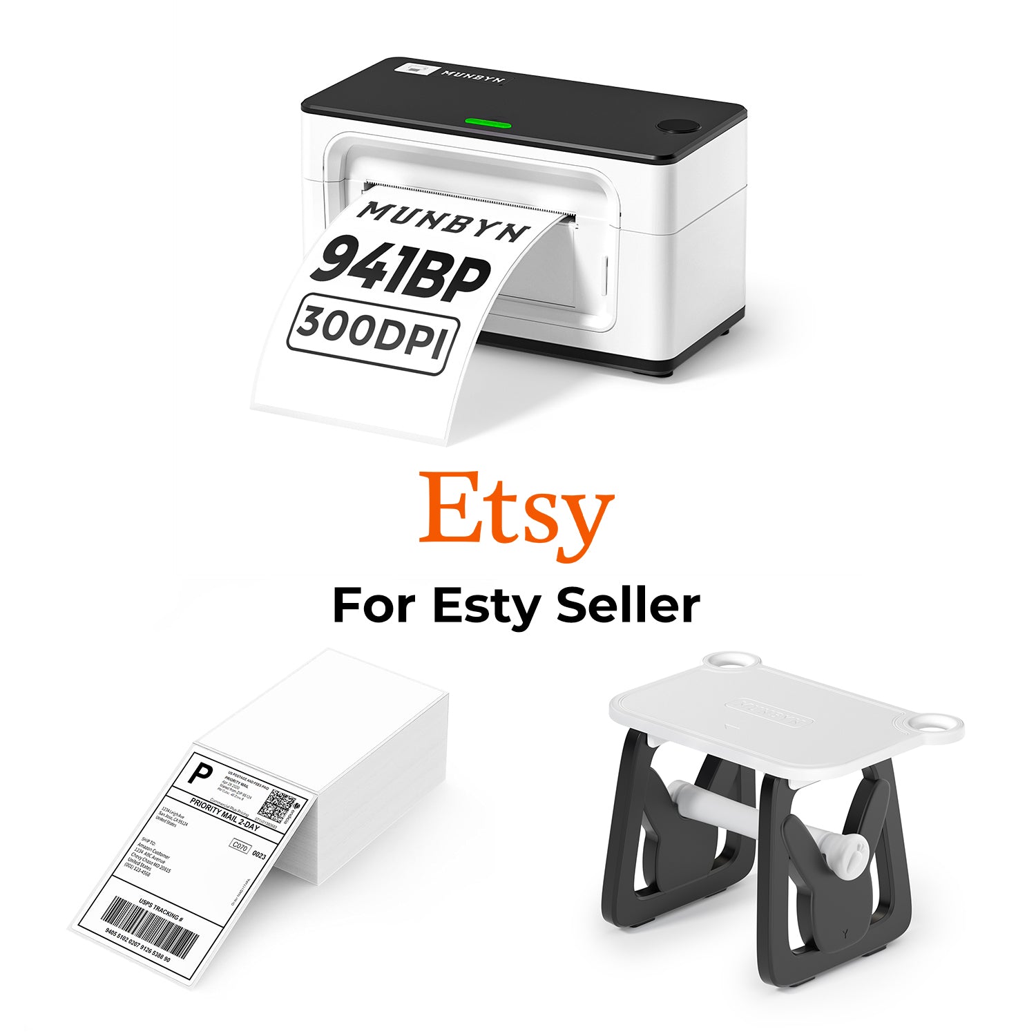 MUNBYN RealWriter 941BP 300DPI thermische labelprinter & 4x6 labels Etsy verzending Ultra HD-set