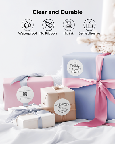 MUNBYN RealWriter 403B Bluetooth Printer & Round Labels Clothing Packaging Starter Set