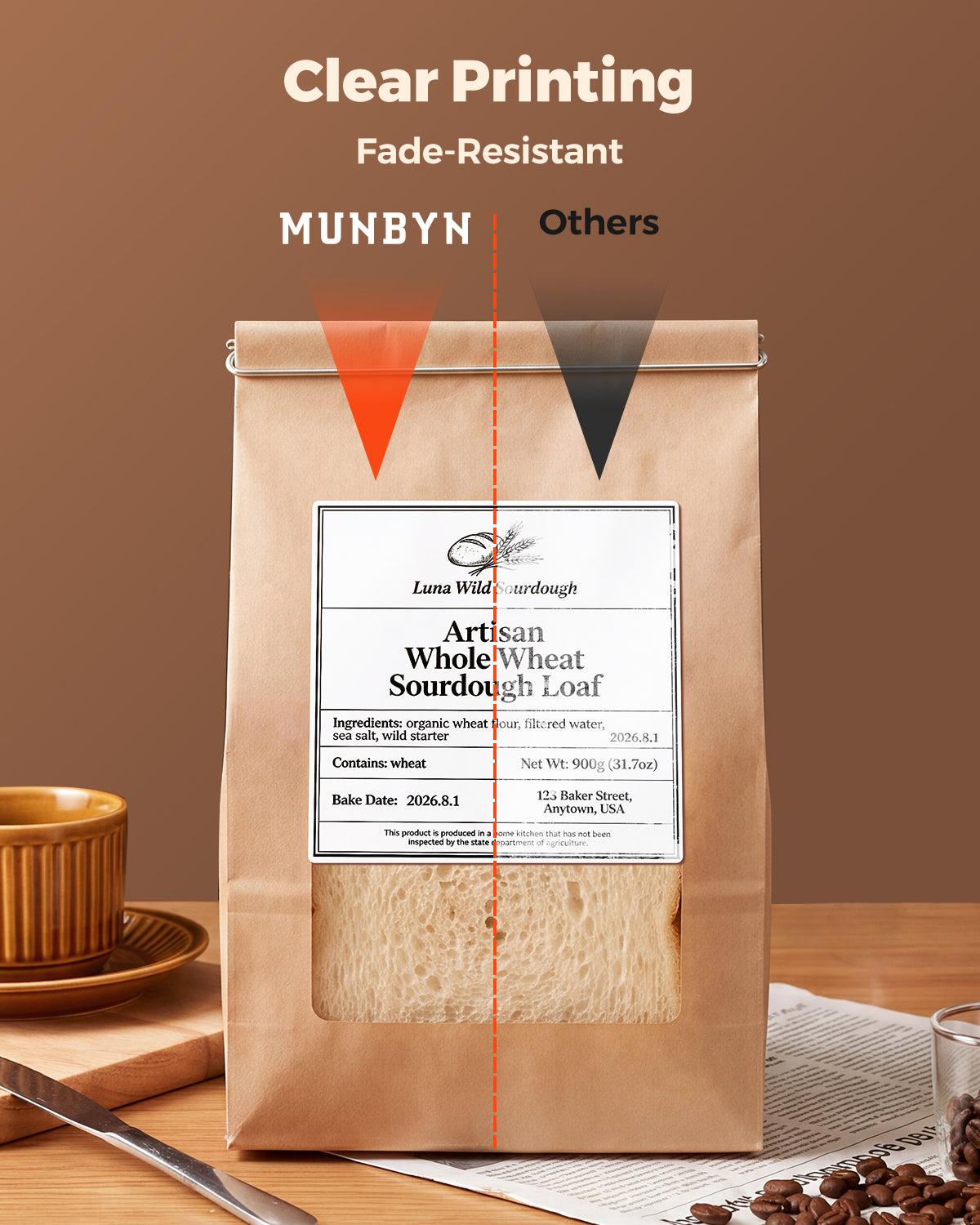 MUNBYN 4" x 4" Universal Thermo-etiketten für kleine Unternehmen und Bäckereien