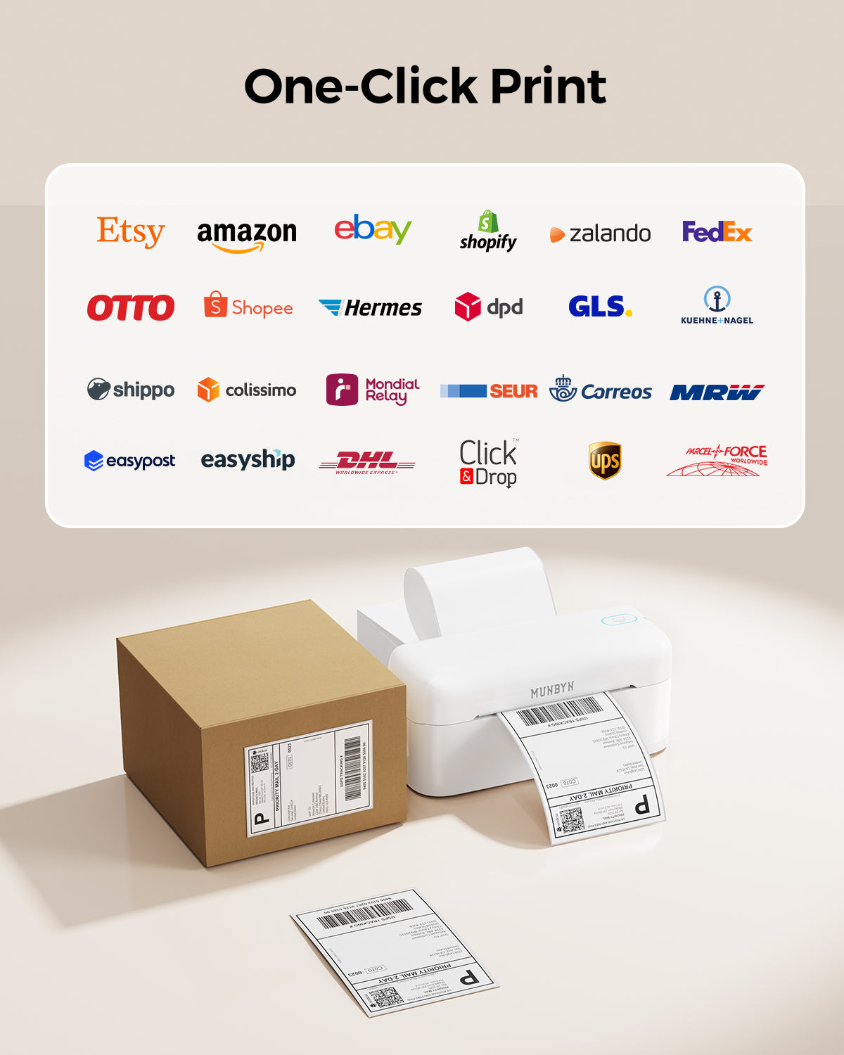 MUNBYN RealWriter 402B Bluetooth Thermal Label Printer & Morandi Labels TikTok Packaging & Branding Elegant Set