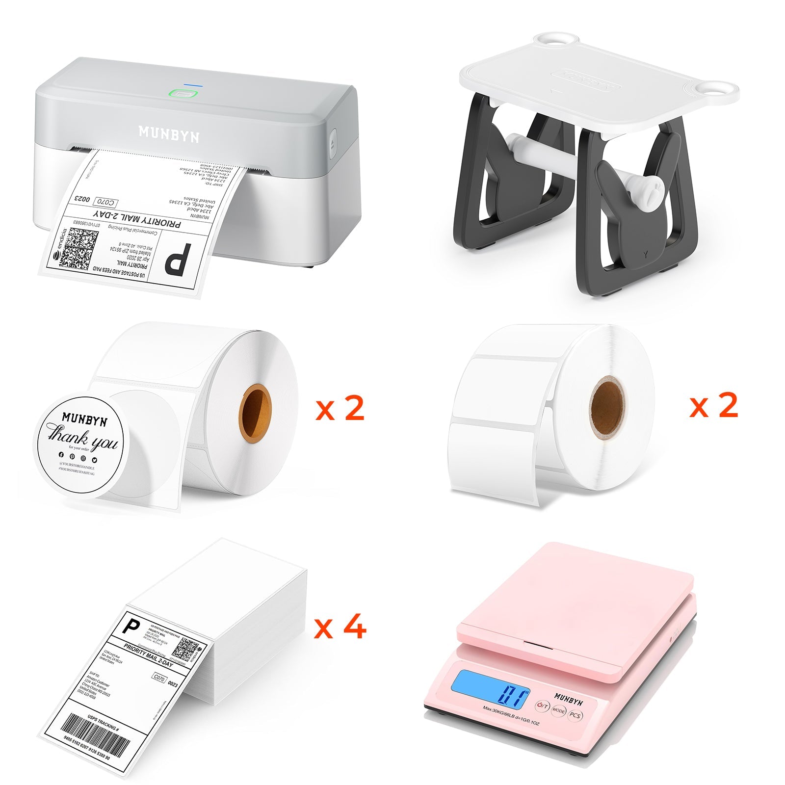 MUNBYN 403B Bluetooth Etikettendrucker, Labeldrucker Thermodrucker Set