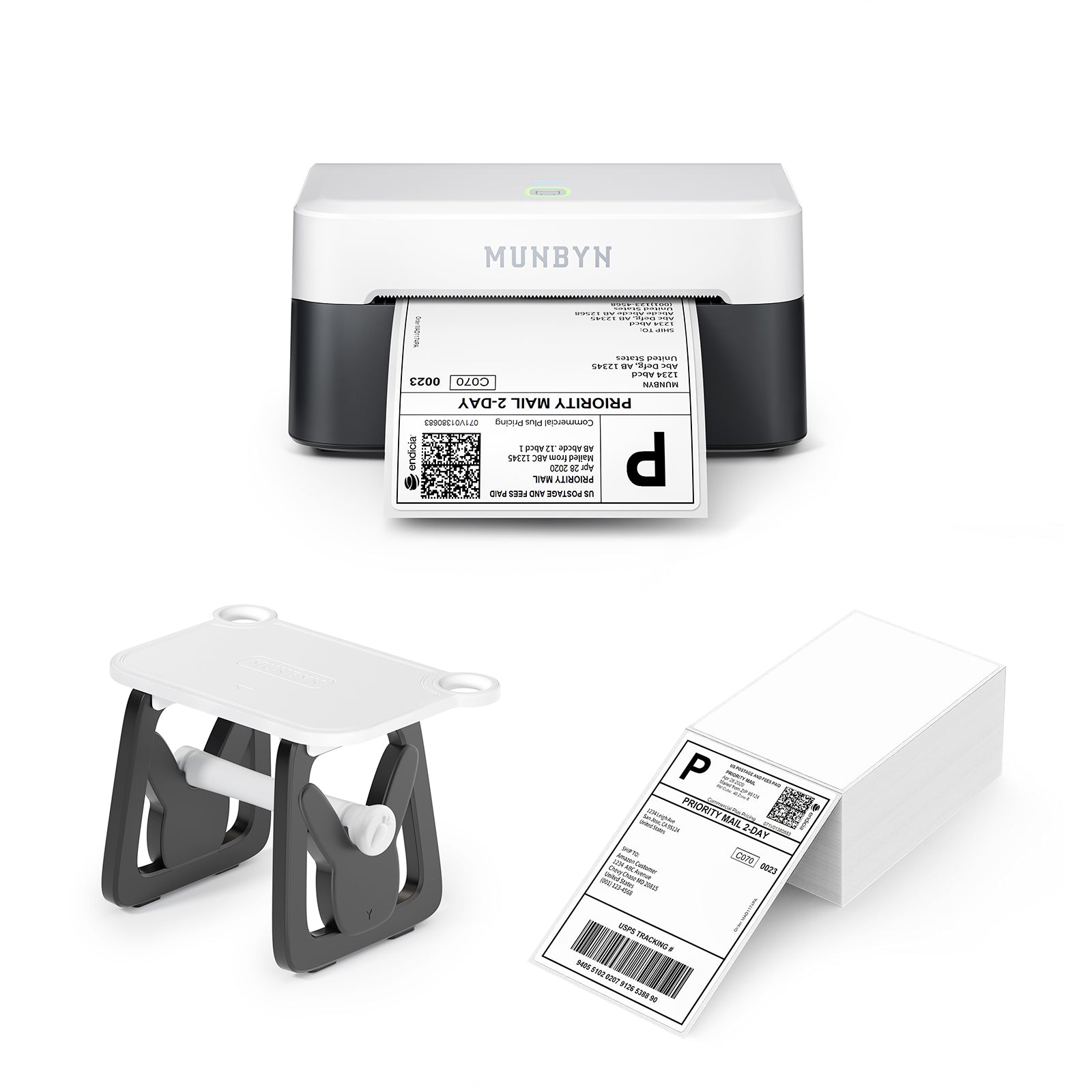 MUNBYN 403B Bluetooth Etikettendrucker, Labeldrucker Thermodrucker Set [Panda]