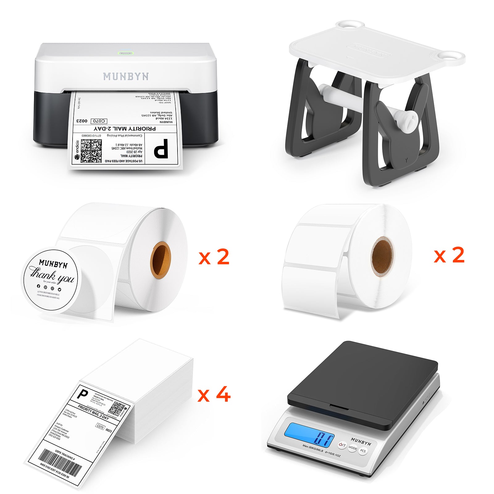 MUNBYN 403B Bluetooth Etikettendrucker, Labeldrucker Thermodrucker Set [Panda]