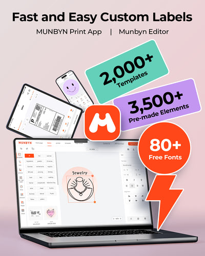 MUNBYN RW403B imprimante thermique Bluetooth pour étiquettes d'expédition et de produit