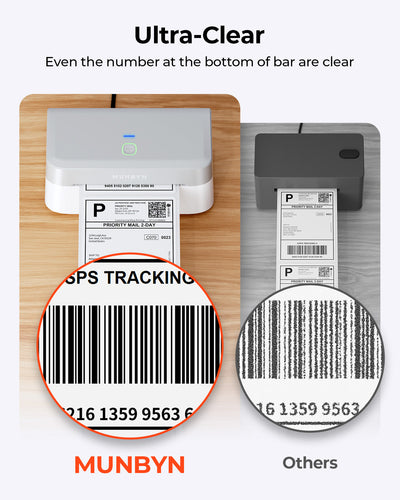 MUNBYN RealWriter 403B Bluetooth Thermal Label Printer & Rectangle Labels Retail Barcode Starter Set