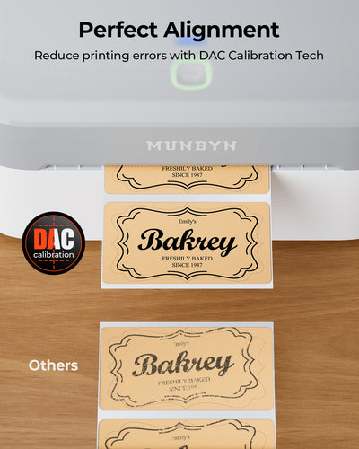 MUNBYN RealWriter 403B Bluetooth Thermal Label Printer & 2x2 Square Labels Candle Packaging Branding Set