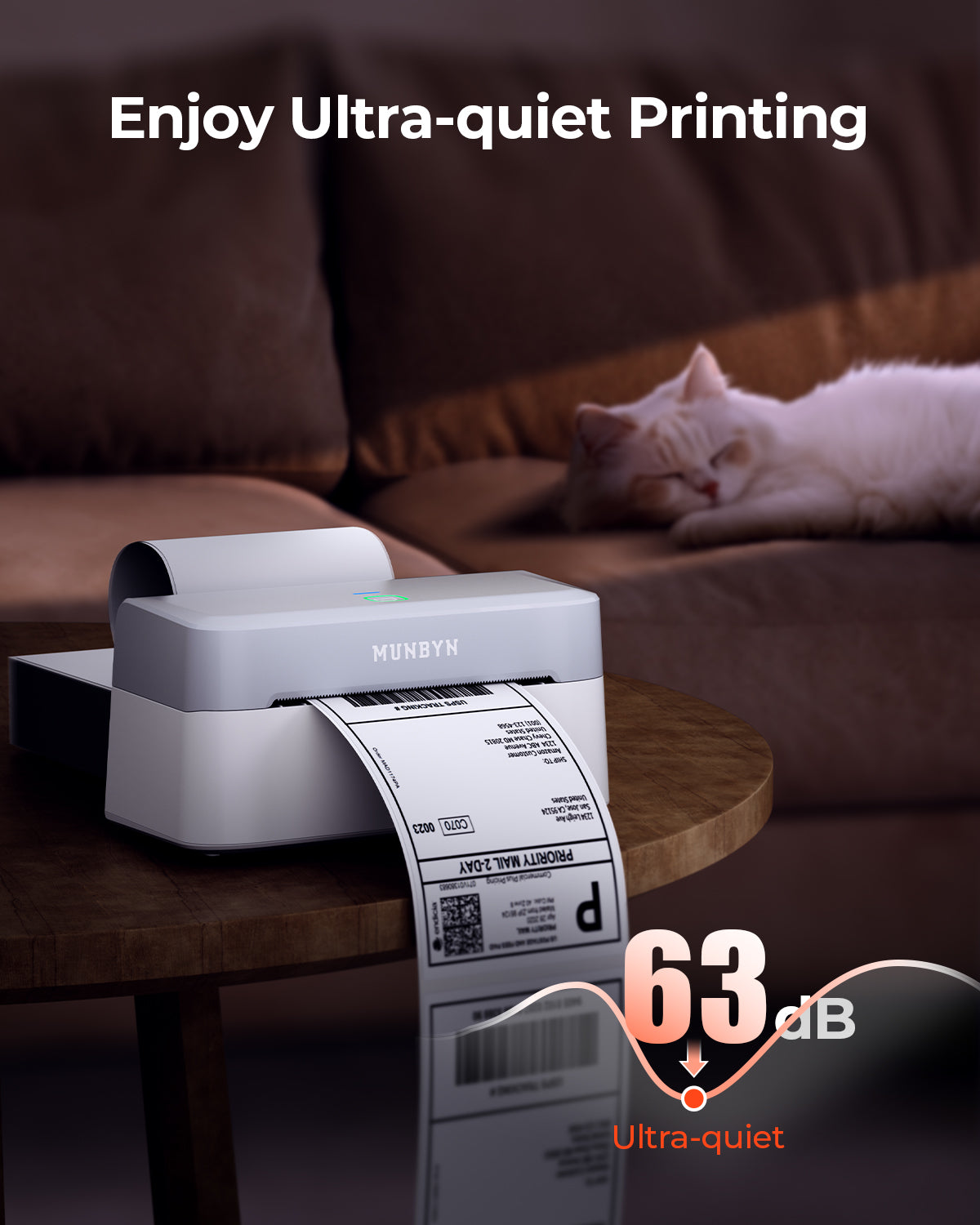 MUNBYN RealWriter 403B Bluetooth Thermal Label Printer & Transparent Labels TikTok Product Labeling Elegant Set