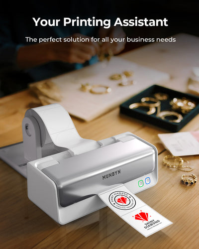 MUNBYN RealWriter 405B Bluetooth Drucker & Morandi Etiketten Bäckerei Verpackung Profi Set