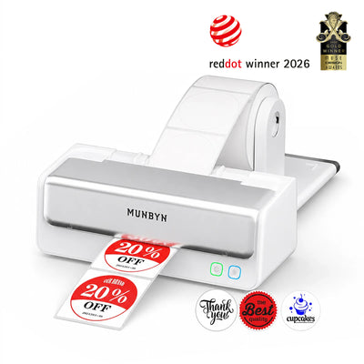 MUNBYN RW405B zweifarbiger Bluetooth Thermodrucker mit Etikettenhalter