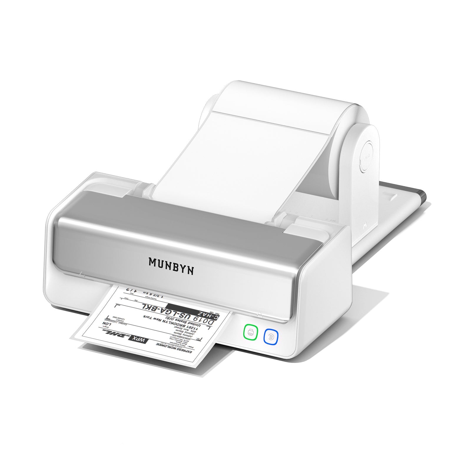 MUNBYN RealWriter 405B Zweifarbiger Bluetooth-Thermodrucker für Etiketten mit Etikettenhalter