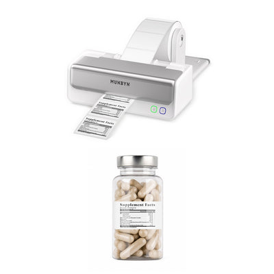 MUNBYN RealWriter 405B Bluetooth Drucker & Rechteck Etiketten Supplement Profi Set
