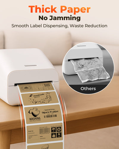 MUNBYN RealWriter 403B Bluetooth Drucker & 4x2 Etiketten Handgemacht Produkt Starter Set