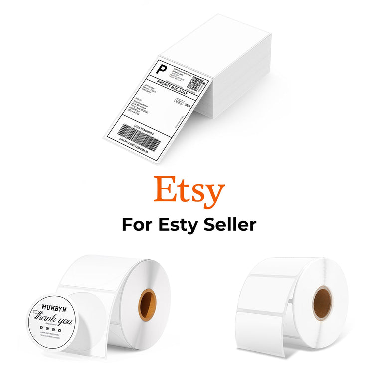 MUNBYN Etsy Handgemacht Laden Etiketten Set für Verpackung und Versand