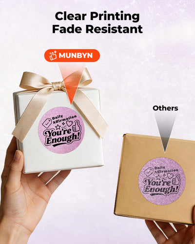 MUNBYN 2" Glitter Thermal Labels for Branding Stickers