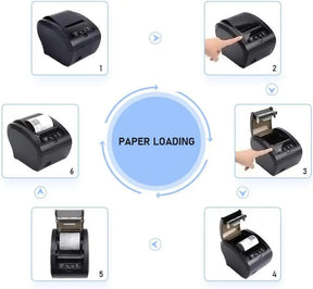 Thermal printer Bondrukcer 80mm MUNBYN AUTO-CUT drawer printer, high speed printing 230mm / sec, USB, Ethernet LAN interface, compatible with ESC/POS print commands set-EU Black