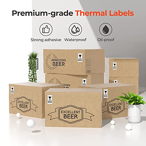 MUNBYN RealWriter 403B Bluetooth Thermal Label Printer & Rectangle Labels Retail Barcode Starter Set