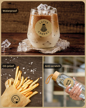 MUNBYN rundes & Quadrat Braune Kraft-Thermoaufkleber