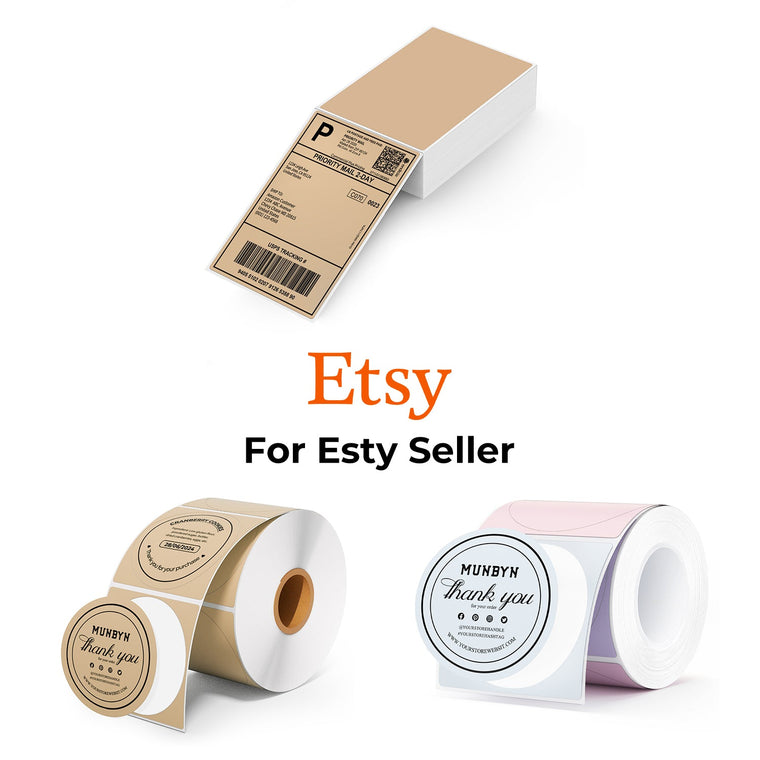 MUNBYN Etsy Kleingewerbe Etiketten Set für Verpackung und Organisation