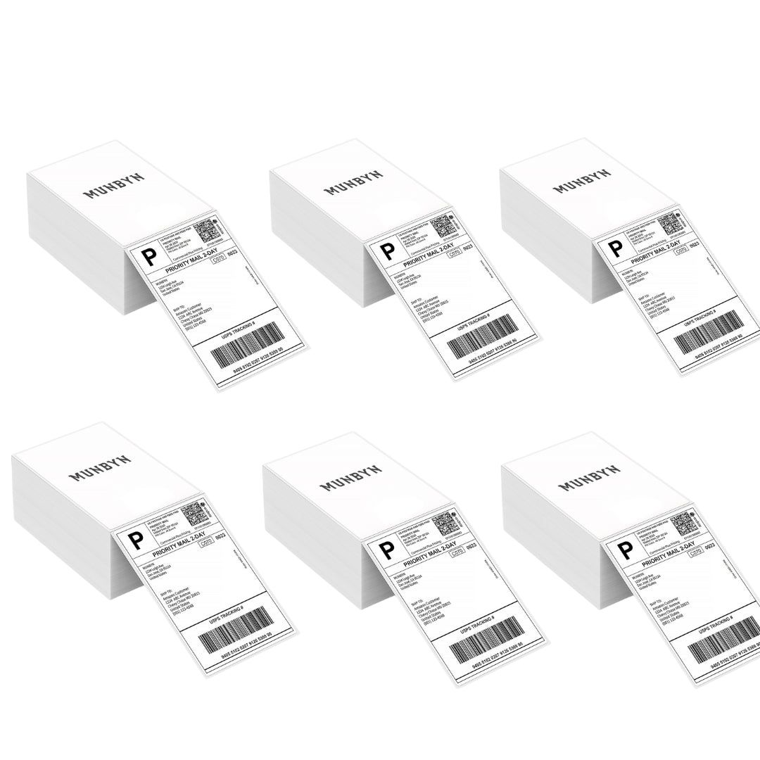 MUNBYN 4x6 Versandaufkleber Thermopapier - Weiß / Stapel