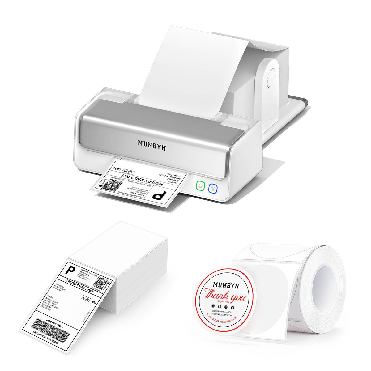 MUNBYN RealWriter 405B Zweifarbiger Bluetooth-Thermodrucker Set