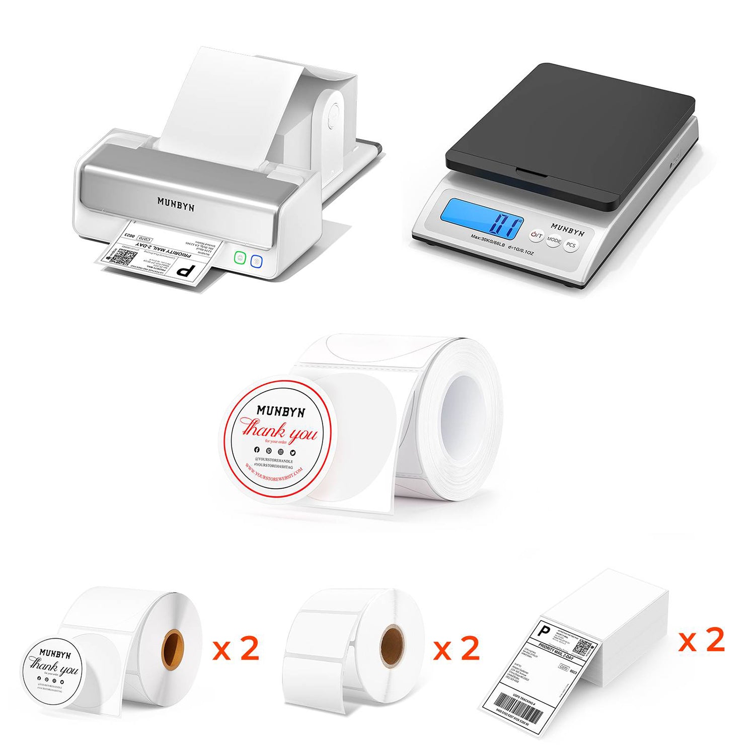 MUNBYN RealWriter 405B Zweifarbiger Bluetooth-Thermodrucker Set