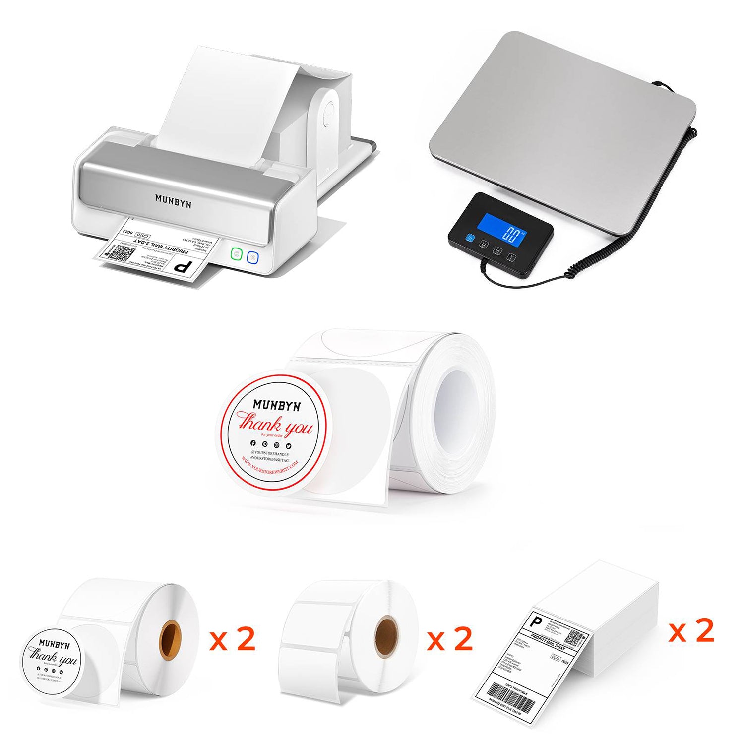 MUNBYN RealWriter 405B Zweifarbiger Bluetooth-Thermodrucker Set