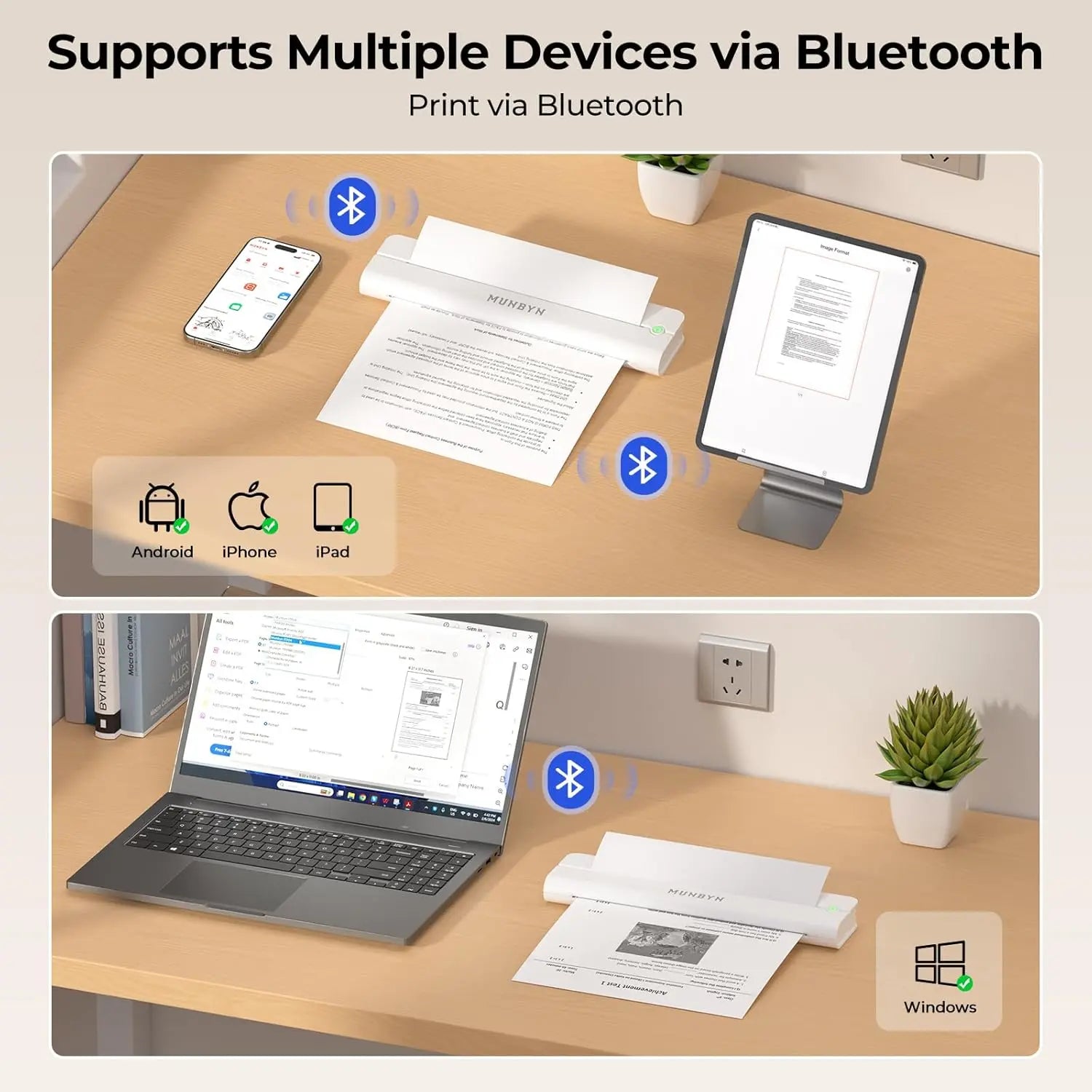 MUNBYN ITP02 Mobiler Drucker Bluetooth Thermodrucker