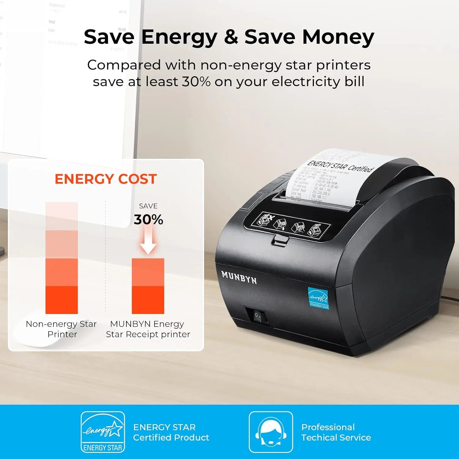 MUNBYN AUTO-CUT Thermal printer Bondrukcer