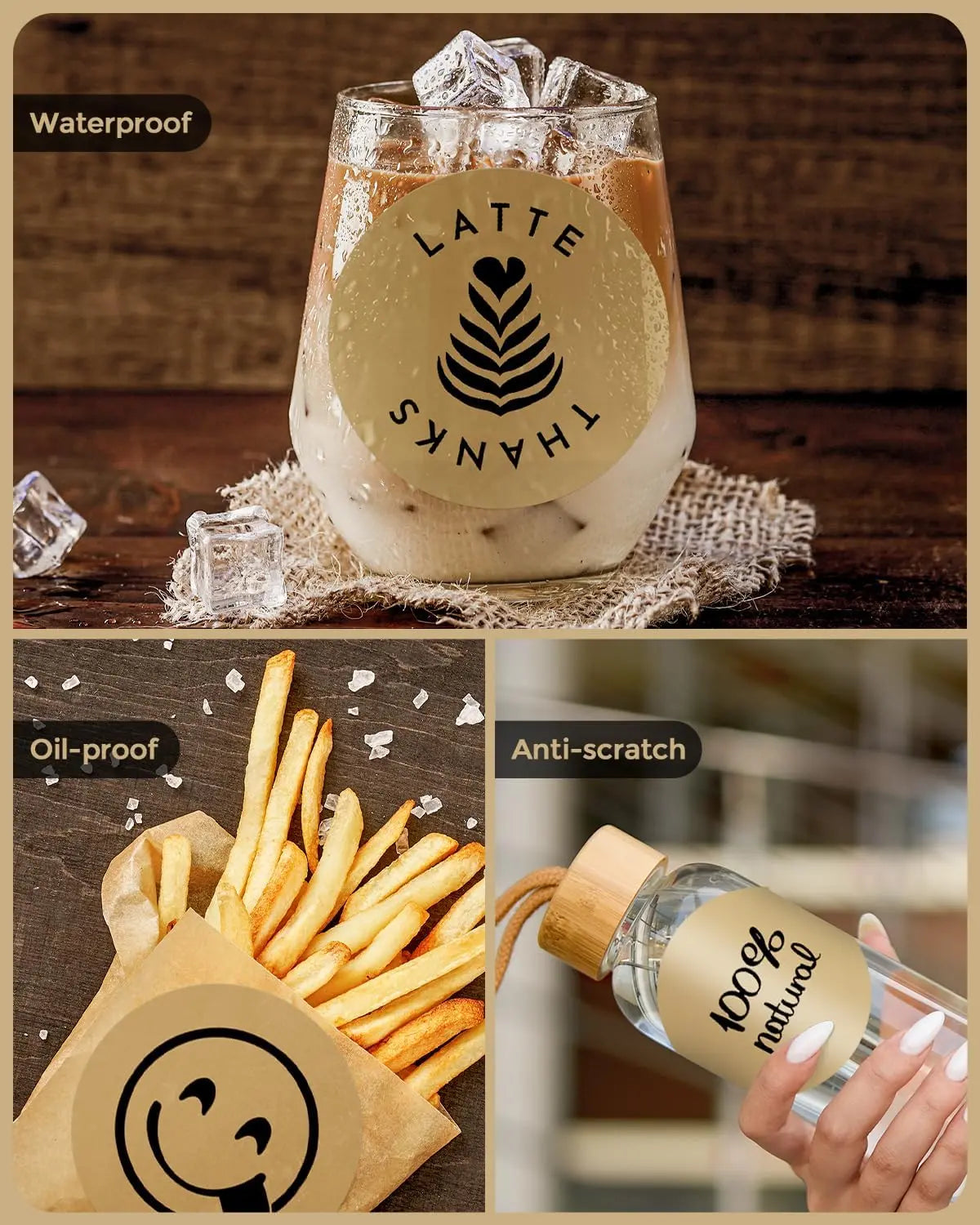 3" Braune Kreisförmige Etiketten