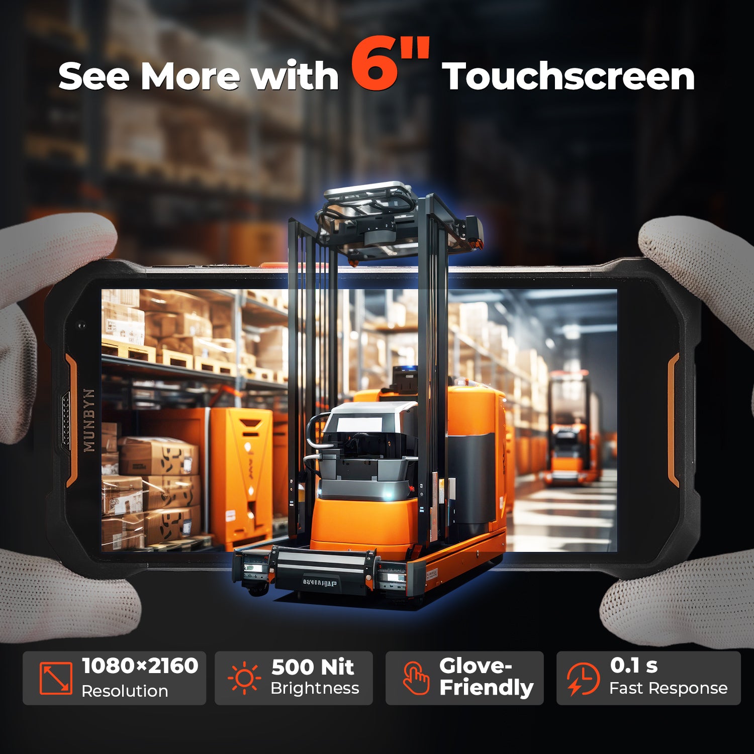 MUNBYN AS01P Scanner de codes-barres Android pour inventaire d'entrepôt